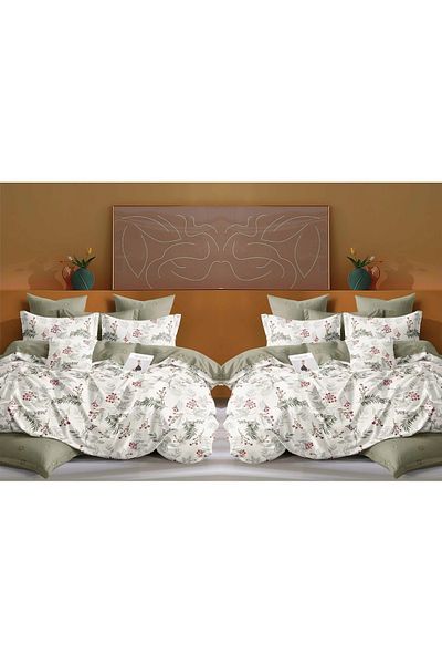 CHIRASO Finet CHIRASO 6-Piece Bedding Set, Double Bed, Flowers and Leaves, Green