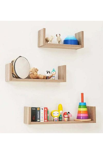 SyaMAG Set 3 polite decorative pentru perete, stejar