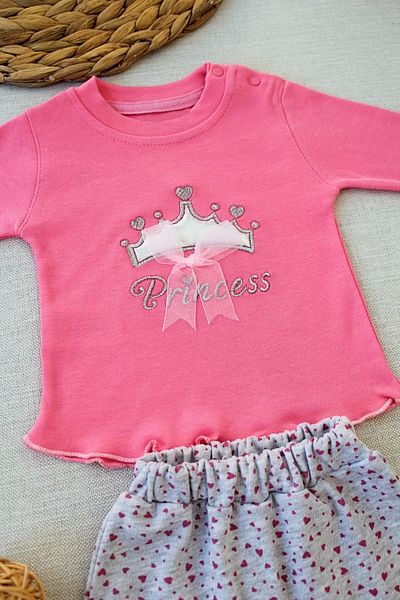 ALFA AKSESUAR 03 3-6 6-9 9-12 Months Full Star Embroidered Hat Long Sleeve Sweatshirt 3-Piece Baby Boy Set Fuchsia