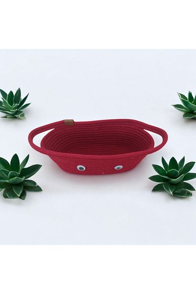 herseyvar Natural Cord Rope Wicker Bread Basket - Handmade, Decorative and Stylish (34X15X12 cm)