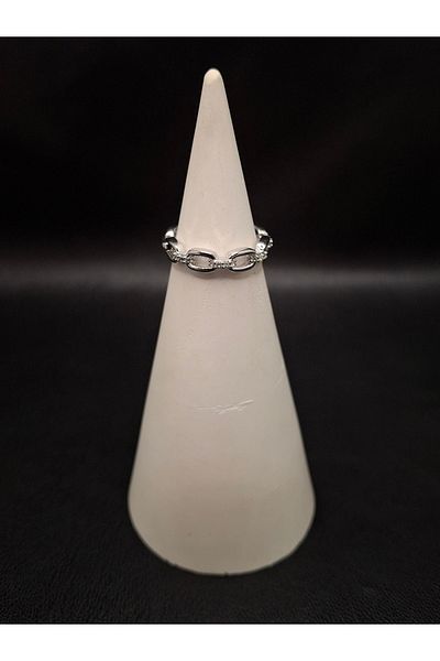 Han Ticarethane Stoned Chain Model Silver Color Ring