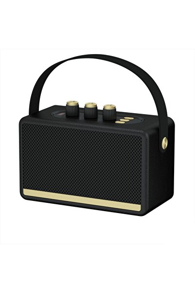 Zineets Nostaljik Radyo Fm Ahşap Görünümlü Bluetooth Hoparlör Siyah Renk Vint...