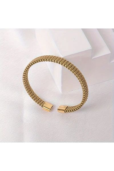 COOL LADIES Straw Weave Stainless Steel Gold Bracelet Unisex