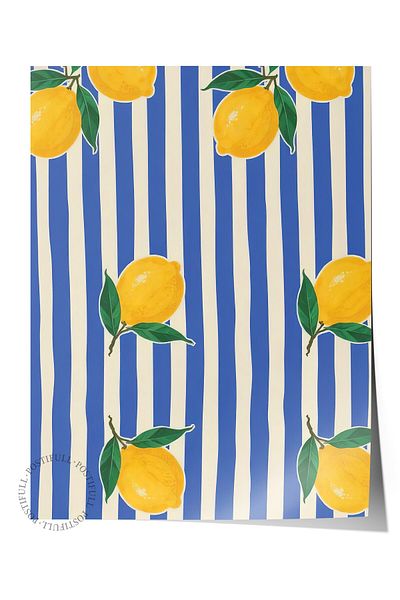 Postifull Frameless Wall Poster, Lemons, Illustration, Yellow Color Poster, 2025 Summer Selection, No:109540