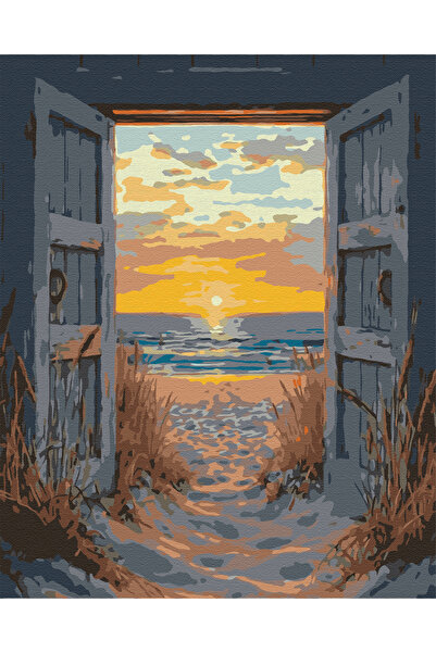 İZSA HOBİ Sayılarla Boyama Hobi Seti 40x50 Çerçeveli Numaralı Tuval Fırça Boy...