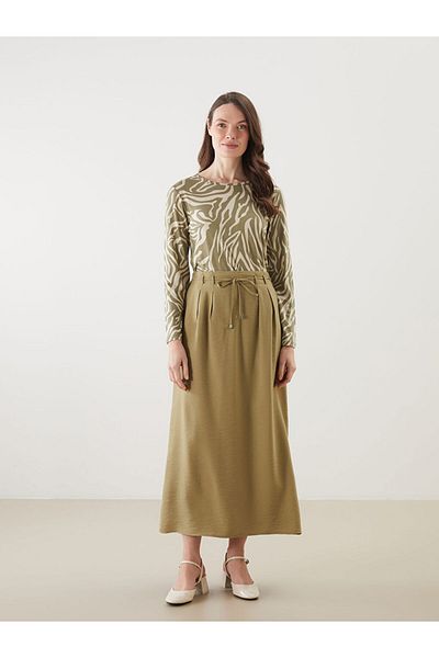 LC Waikiki Grace Beige Crew Neck Patterned Women's T-Shirt