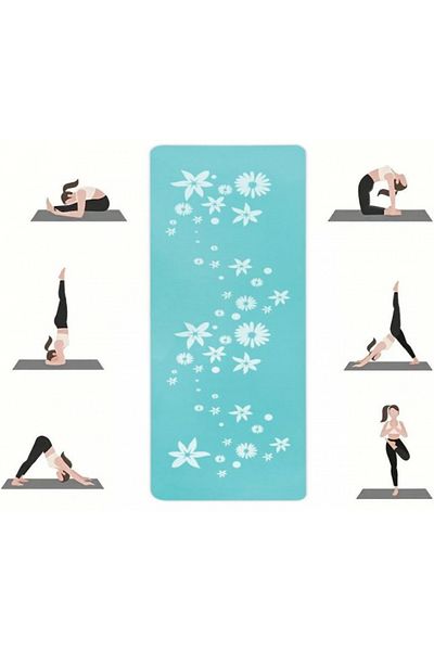 SyaMAG Training Mat, Floral Model, Turquoise, 180x60x0.6 cm