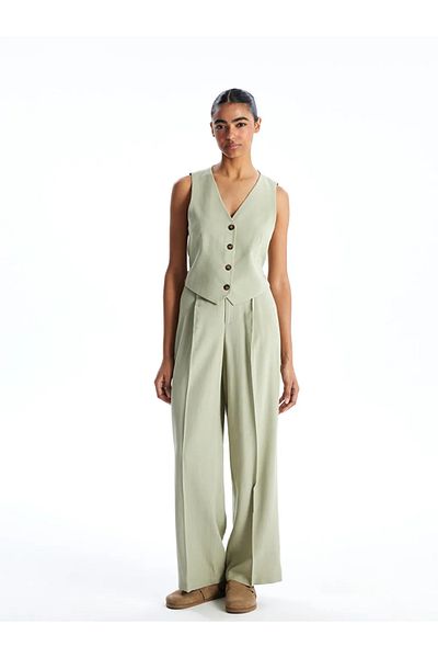 LC Waikiki Xside V-Neck Linen Blended Women's Classic Vest