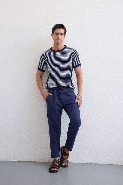 Livio Ferri Suwa Men's Drawstring Linen Pants Casual Fit Summer Light Fabric
