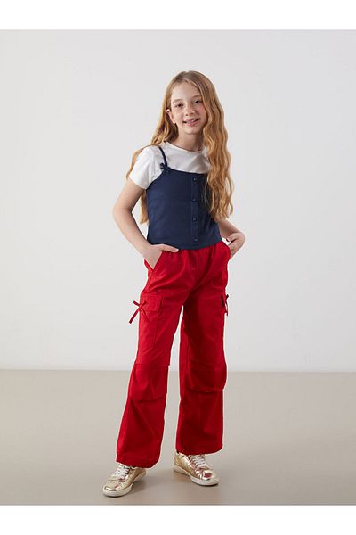 LC Waikiki Elastic Waist Bow Detailed Girls Cargo Pants