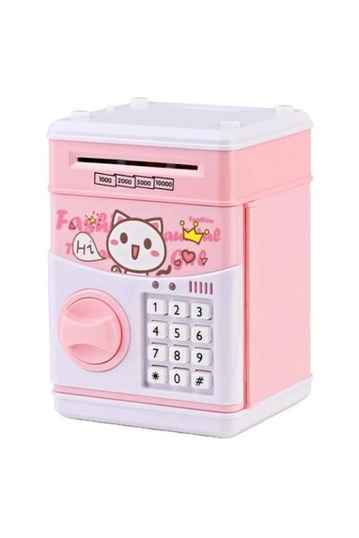Rovitech Pusculita interactiva cu functie cod PIN tip seif, model Hello Kitty, 15x15x21 cm, roz