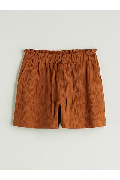 LC Waikiki Elastic Waist Textured Muslin Women's Shorts