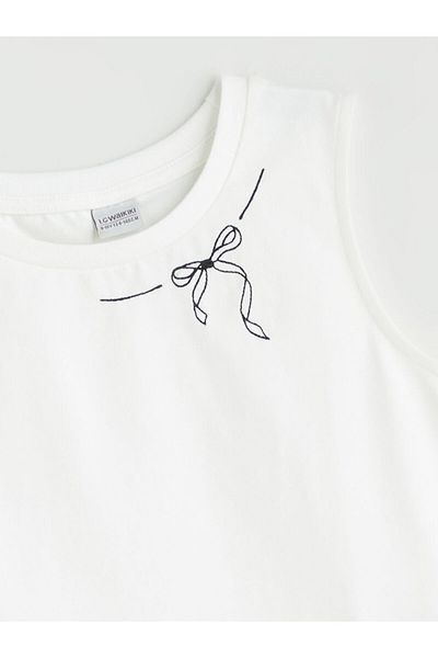 LC Waikiki Lcw Crew Neck Bow Detailed Girls' Crop Tank Top