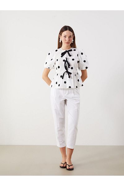 LC Waikiki Crew Neck Polka Dot Blouse