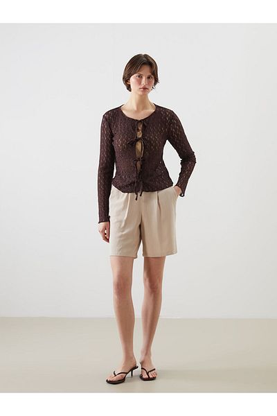 LC Waikiki New Season Women's Shorts with Elastic Waist and Linen Blend - S5K573Z8