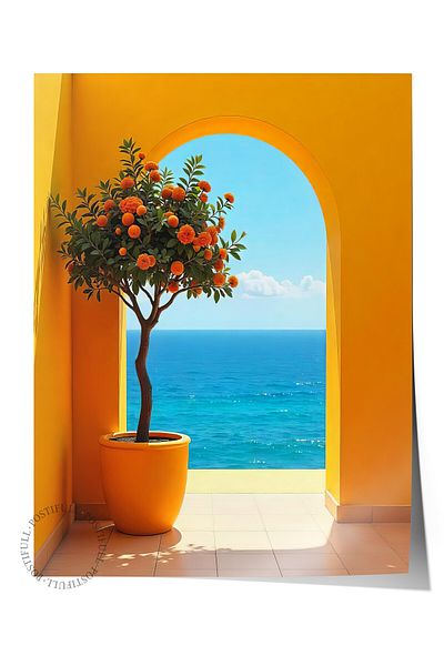 Postifull Frameless Wall Poster, Seascape, Photo, Yellow Color Poster, 2025 Summer Selection, No:109560