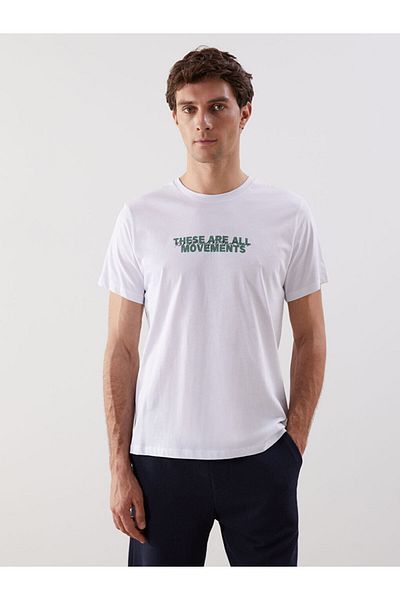 LC Waikiki New Season Crew Neck Κοντό μανίκι εμπριμέ χτενισμένο βαμβακερό ανδρικό Tisort - S5KR67Z8