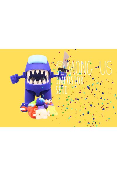 AMONG US Amongus Toy Robot Impostor Full Set with 8 Figures Original Details Quality Production (Blue)
