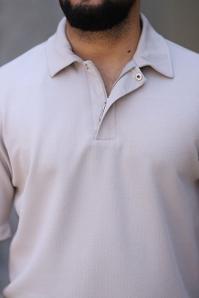 cto your style Men's Polo Neck T-Shirt Casual Fit Zipper Snap Detail Bottom Top Suit