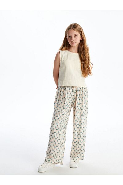 LC Waikiki Elastic Waist Floral Girls Trousers