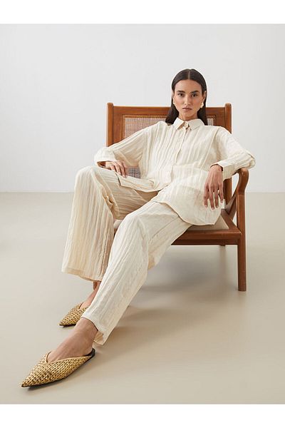 LC Waikiki New Season Women's Textured Trousers with Elastic Waist - S5Ob67Z8
