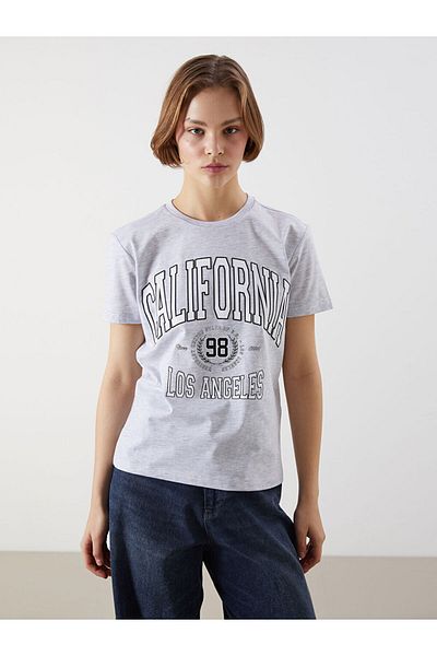 LC Waikiki Xside gray crewneck california Printed women's t-shirt