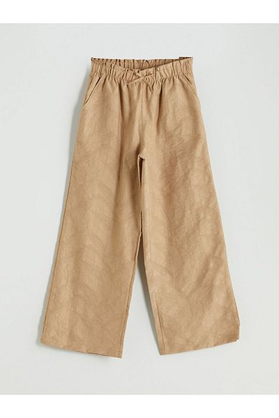 LC Waikiki Wideleg Girls' Trousers with Elastic Waist
