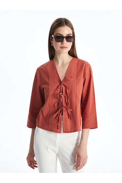 LC Waikiki New Season V Neck Her Bow Μπλούζα - S5Q495Z8