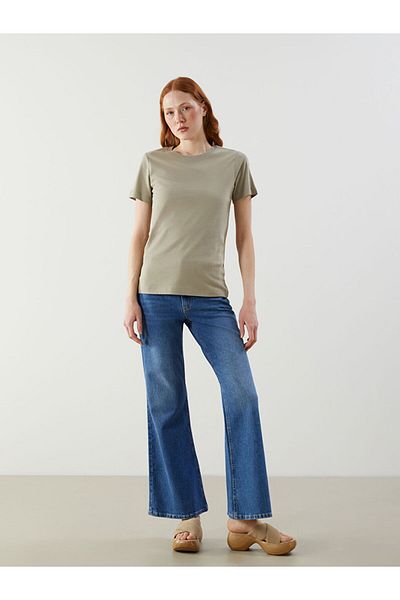LC Waikiki Khaki Crew Neck Women's T-Shirt