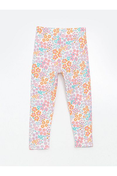 LC Waikiki Girl's Floral Tights with Elastic Waist