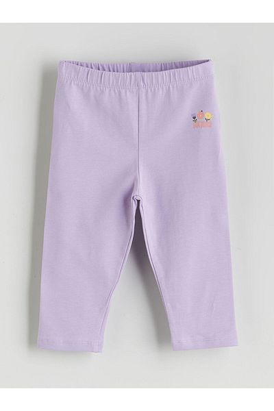 LC Waikiki Lilac Elastic Waist Printed Girl's 3/4 Length Leggings 2-Piece