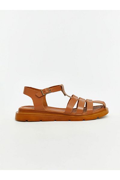 LC Waikiki Koor Beige Leather Look Women's Sandals