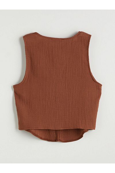LC Waikiki V-Neck Textured Muslin Blouse