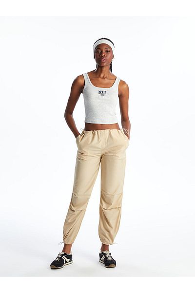 LC Waikiki Xside Gray U-Neck Embroidered Women's Tank Top