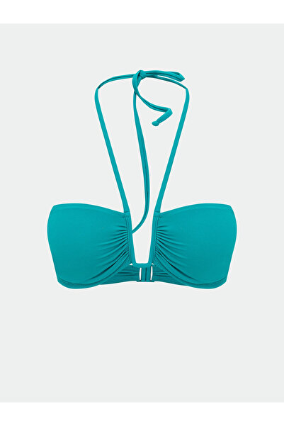 LC Waikiki Green Women's Halter Neck Detailed Plain Bikini Top