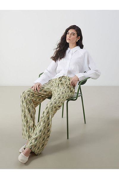 LC Waikiki New Season Patterned Women's Trousers with Elastic Waist - S5M714Z8