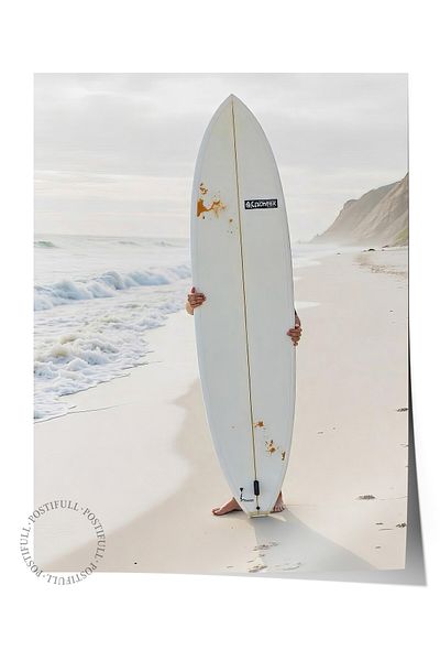 Postifull Poster de perete fără încadrare, placă de surf, fotografie, poster de culoare albă, selecție de vară 2025, NR: 109746