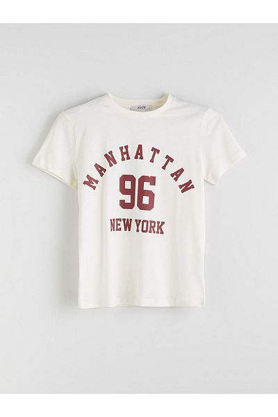LC Waikiki New Season Crew Neck New York Printed Women's T-Shirt - S5Ou55Z8