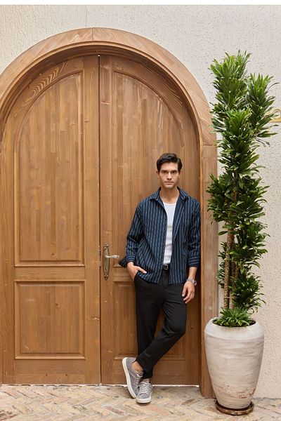 Livio Ferri Ανδρικό πουκάμισο Arkit με ρίγες βισκόζης Oversize