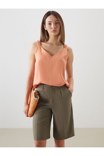 LC Waikiki Coral V-Neck Strap Modal Blend Blouse