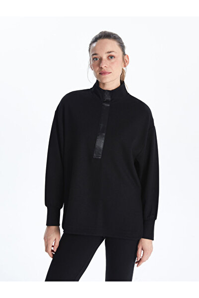 LC Waikiki Black Stand Collar Women's Sweatshirt