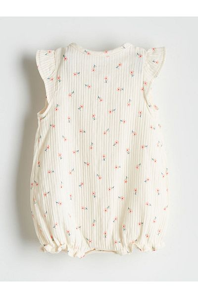 LC Waikiki New Season Crew Neck Floral Baby Girl Jumpsuit and Headband - S5Es89Z1
