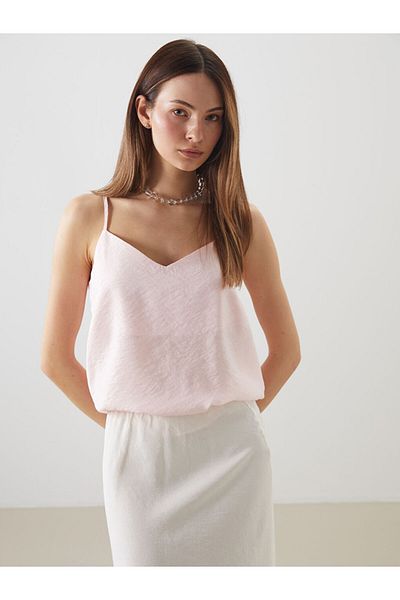 LC Waikiki Pink V-Neck Modal Blend Blouse