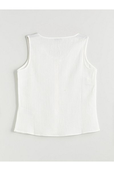 LC Waikiki U Neck Textured Muslin Blouse