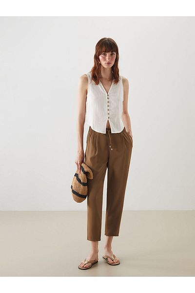 LC Waikiki V-Neck Textured Muslin Women's Vest