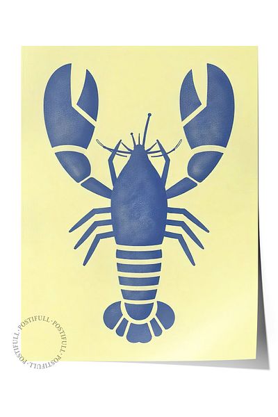Postifull Frameless Wall Poster, Crab, Illustration, Blue Color Poster, Summer Selection 2025, No:109642