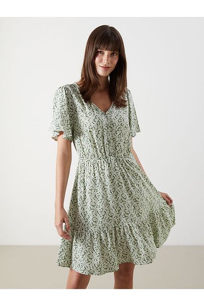 LC Waikiki New Season V-Neck Floral Mini Dress - S5Oa37Z8