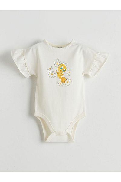 LC Waikiki Tweety Printed Baby Girl Snapback Bodysuit and Shorts 2-Piece