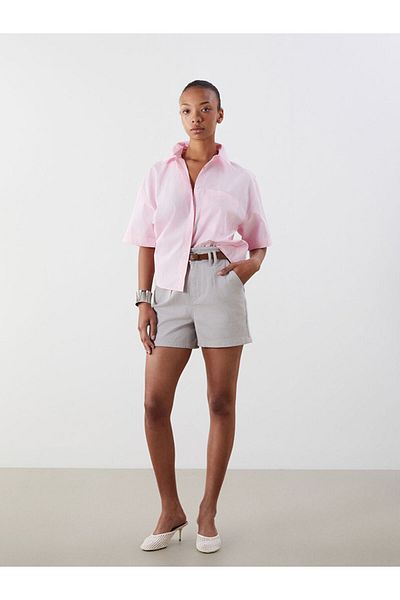LC Waikiki Jeans Gray Women's Jean Shorts with Belt