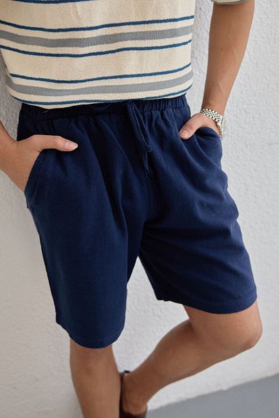 Livio Ferri Kuryu Men's Muslin Shorts Comfortable Fit 100% Cotton Breathable Texture